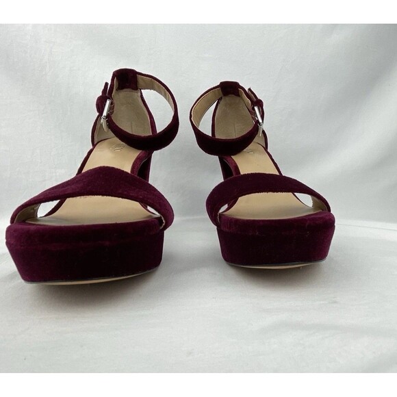 Lauren Ralph Dress Sandal Womens 6B Sylvia Velvet Purple Plum Heel Ankle Strap - Picture 4 of 13